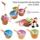 Pote Tigela Sorvete Casquinha com Colher Cumbuca Plástica Divertida p/ Sobremesa e Festa Pote Tigela Sorvete Casquinha com Colher Cumbuca Plástica Divertida p/ Sobremesa e Festa