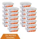 Pote Vidro 1040ML Vai ao Forno Microondas c/Tampa 24 Unidade