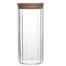 Pote Vidro 1L Tampa Bambu Hermético Organizador Mantimentos Café Açúcar Cozinha Transparente Premium Design redondo 1 litro decorativo