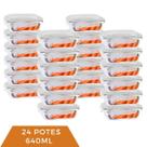 Pote Vidro 640ml Marmita Tampa Hermética 4 Travas 24 Unidade