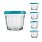 Pote Vidro Americano C/Tampa Cores Cereal Bolacha 150ml 4Un