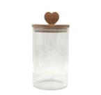 Pote Vidro Borossilicato c/ Tampa Madeira Coração 1050ml Tuut