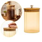 Pote Vidro Borossilicato Canelado Ambar 750ml Com Tampa de Bambu