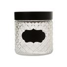 POTE VIDRO C/TAMPA PRETA LABEL 11x12cm 860ml