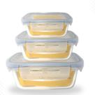 Pote vidro hermetica retangular travas marmita kit 3 peças