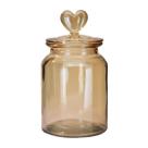 Pote Vidro Hermético Âmbar Decor Afeto Coração 1310ml - Yangzi