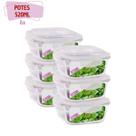 Pote Vidro Hermético MarmitaTampa 4 Travas 520ml 6 Unidades