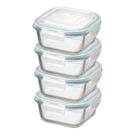 Pote Vidro Hermético Quadrado Tampa Conjunto 12 Peças 520ml