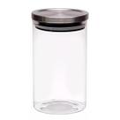 Pote Vidro Hermético Redondo Transparente Tampa Inox 1l