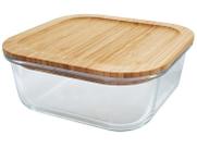 Pote vidro hermético tampa bambu 1,15L