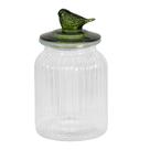 Pote Vidro Multiuso Canelado Pássaro Verde 1000ML - Tuut