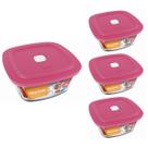 Pote Vidro Quadrado Facilita C/ Tampa 500ml Marinex 3Un