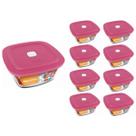 Pote Vidro Quadrado Facilita C/ Tampa 500ml Marinex 8Un