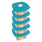 Pote Vidro Quadrado Facilita Marmita 300ML Marinex 5 Unidade