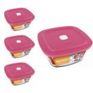 Pote Vidro Quadrado Facilita Marmita 500ML Marinex 3Un