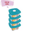 Pote Vidro Quadrado Facilita Vap Cozinha 1 Litro Marinex 4Un