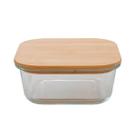 Pote Vidro Tampa De Bambu Hermética Multiuso 1100ml Quadrado