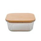 Pote Vidro Tampa De Bambu Hermética Multiuso 800ml Quadrado