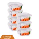 Pote Vidro Tampa Hermética Quadrado 320ml Papinha 7 Unidades
