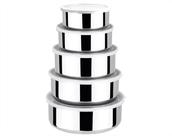 Potes 5 Peças Com Tampa Tigelas Inox Plástica Vedado Potes 5 Peças Com Tampa Tigelas Inox Plástica Vedado