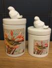 Potes de Cerâmica cor Branco com Pássaros - 02 pçs