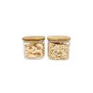 Potes de Mantimentos Quad 600ml C/ Tampa Bambu - 2 Pçs Oikos Potes de Mantimentos Quad 600ml C/ Tampa Bambu - 2 Pçs Oikos