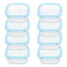 Potes de vidro 08 peças quadrado 320ml azul bela kasa