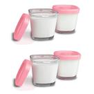 Potes de Vidro Armazenamento Leite e Papinhas c/4 Rosa Clingo