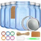 Potes de vidro Mason CARBLIN 950 ml azul, boca larga, kit com 6 Potes de vidro Mason CARBLIN 950 ml azul, boca larga, kit com 6