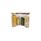 Potes de Vidro P/ Mantimentos C/ Tampa Bambu Oikos - 4 Pçs Potes de Vidro P/ Mantimentos C/ Tampa Bambu Oikos - 4 Pçs