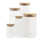 Potes de Vidro P/ Mantimentos C/ Tampa Bambu Oikos - 5 Pçs Potes de Vidro P/ Mantimentos C/ Tampa Bambu Oikos - 5 Pçs