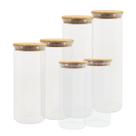 Potes de Vidro P/ Mantimentos C/ Tampa Bambu Oikos - 6 Pçs