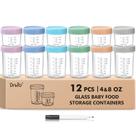 Potes de Vidro para Armazenamento de Papinha DRKIO Kit com 12 Unidades de 120 e 240 ml