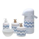 Potes, Garrafa, Molhadeira e Porta Álcool-Gel Com Capa Ursinho Dourado Quarto Bebê Infantil Menino