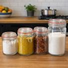 Potes Hermético Vidro Cozinha 1L 750ml 450ml 300ml Kit 8pçs