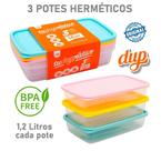 Potes Herméticos 1,2 Litros Dup 3 peças Marmita Microondas Freezer Bpa Free