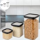 Potes Herméticos de Plástico Casa Cozinha Organizada Armário Decoração Alimentos Mantimentos Frescos Grãos Cereais Farinhas Massas Kit 3 Unidades