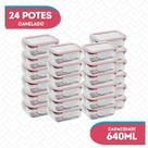 Potes Hermeticos Organizador Marmita 640ml Vidro Forte - 24UN