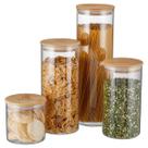 Potes Herméticos Porta-Mantimentos com Tampa de Bambu 4 unidades