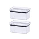 Potes KIt com 2 Recipientes Hermético Mantimentos Acrílico Transparente 580ML Alimentos Empilhável Arroz Feijão