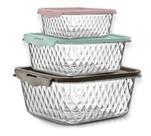Potes Micro-ondas E Freezer Cristal Tampa Hermética - 3 Uni Potes Micro-ondas E Freezer Cristal Tampa Hermética - 3 Uni
