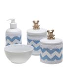 Potes, Molhadeira e Porta Álcool-Gel Com Capa Ursinho Dourado Quarto Bebê Infantil Menino