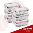 Potes Ondulado Hermética Resistente 1040ml Microondas 6 Un