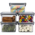 Potes Organizadores 500ml Kit C/ 5 Hermético Transparente Multiúso Armário Alimento C/ Tampa Empilhável Quadrado - Plasnorthon