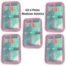 Potes para Alimentos 730 ml Freezer e Microondas kit 5 Unid Sanremo Potes para Alimentos 730 ml Freezer e Microondas kit 5 Unid Sanremo
