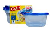 Potes para Armazenamento de Alimentos Glad Tall Entree 1,25L Kit com 3