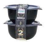 Potes vasilha plástica bowl kit 2 peças slim tampa transparente