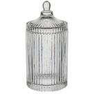 POTICHE BOMBONIERE VASO DECORATIVO REDONDO HOME&CO COM TAMPA VIDRO 23x10x10cm TRANSPARENTE