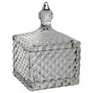 Potiche Bomboniere Vaso Quadrado Tampa Vidro 11x8 Transparente