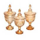 Potiche Com Pé Âmbar Metalizado 24,5cm Cristal Ecológico Decorativo Potiche Com Pé Âmbar Metalizado 24,5cm Cristal Ecológico Decorativo